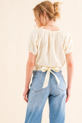 Trendy Back Waist Tie Cropped Blouse for Women - Stylish & Versatile
